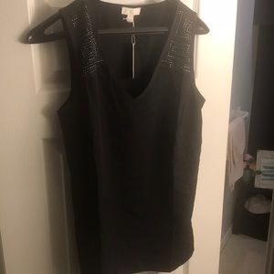 Black embellished tank top